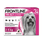 FRONTLINE Tri-Act Chien - Anti Puces, Tiques, Moustiques, Phlébotomes & Mouches - Traitement Radical En 6h - Pour Très Petit Chien De 2 à 5 kg - Fabriqué En France - 3 Pipettes Application Spot On