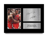 HWC Trading A4 Michael Jordan & Scottie Pippen Chicago Bulls Cadeaux imprimés photo autographe signée pour les fans de basket-ball - A4