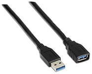 AISENS A105-0042 - Câble de rallonge USB 3 (2 m, convient aux boîtiers externes/jeux de console/appareils photo numériques/appareils photo numériques/imprimantes/souris) Couleur noire