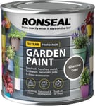 Ronseal Garden Paint Metal Wood Brick Stone Shed Furniture 250ml - Charcoal Grey