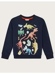 Monsoon Boys Dinosaur Glow In The Dark Sweatshirt - Navy, Navy, Size 18-24 Months