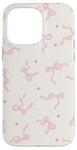 Coque pour iPhone 14 Pro Max Ruban rose clair avec nœuds pour fille - Couleur pastel