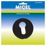 MICEL - 17267 - Bouche de sécurité pour serrures de porte, en forme de poire, en acier inoxydable, finition noire, diamètre 53 mm, épaisseur 10 mm, 53 x 53 x 10 mm