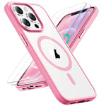 ORETECH Coque pour iPhone 12 Pro Max avec [2 Verre Trempé Protection écran] Protection Antichoc Militaire Coque Magnétique iPhone 12 Pro Max Coque iPhone 12 Pro Max Mag Safe 6.7" Rose Clair