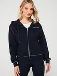 Tommy Hilfiger Logo Zip Through Hoodie - Navy, Navy, Size Xl = Uk 14, Women