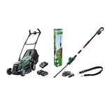 Bosch Cordless Lawnmower EasyRotak 36-550 (36 Volt, 2x Battery 2.0 Ah, Brushless Motor) & 06008B3070 Cordless Telescopic Hedge Trimmer UniversalHedgePole 18