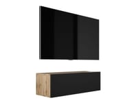 Meuble TV Suspendu, 100 X 34 X 32 Cm, Chêne Wotan / Noir Mat