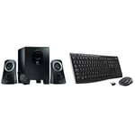 Logitech 980-000447 Speaker System - Black & MK270 Wireless Keyboard and Mouse Combo for Windows, Long Range Wireless Connection, 2.4 GHz Wireless, Black