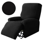 Stickade vilstolssofföverdrag Lazy Boy Elastisk soffa Protector Relax Cover Lounge Hem Husdjur Anti-Scratch 1/2/3/4 sits grid-Black 1 Seater