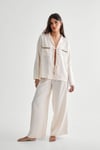 Nastygal Womens Satin Ribbon Detail Tie Front Shirt And Trouser Pajama Set - Champagne material_polyester - Size Medium