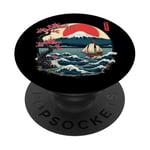 Art Kanagawa Kanji Kanji, motif fleurs de Sakura japonais PopSockets PopGrip Adhésif