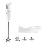 bamix cordless PRO Set avec mixeur plongeant sans fil, Station de charge, Couteau, Disque fouet, Disque mélangeur, Inox, 250 W, 3 vitesses, Fabriqué en Suisse, Blanc