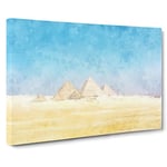 Giza Necropolis Pyramids In Egypt Painting Modern Art Canvas Wall Art Print Ready to Hang, Framed Picture for Living Room Bedroom Home Office Décor, 30x20 Inch (76x50 cm)