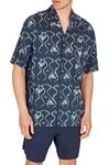 Emporio Armani Men's Graphic Patterns Short Sleeve Dress Shirt, Eagle All-Over, M