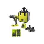 Pack RYOBI - Perceuse Visseuse R18DD2-220S - 18V One Plus - 2 batteries 2,0Ah - chargeur - Coffret antichocs empilable 38 accessoir