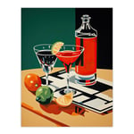 That Friday Feeling Negroni Aperitif Drinks Red Orange Green Graphic Design Painting Unframed Wall Art Print Poster Home Decor Premium