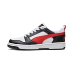 PUMA Rebound V6 LO JR Sneaker, White-for All TIME RED Black, 4 UK