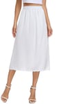 Vlazom Jupon Femme Longue Fond de Jupe Femmes Léger Jupe sous Robe Taille élastique Confortable Jupon pour Femme Jupon,A-Blanc,XXL