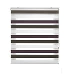 Blindecor Lira Store enrouleur jour nuit tissu double, tricolore Marron, Violette, Blanc, 80 x 180 cm (largeur x hauteur) | Taille du tissu 77 x 175 cm. Stores tissu double élégants