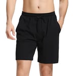 Irdcomps Bas de Pyjama Homme Coton Pantalon Shorts Bermuda Court Doux Short Jogging Sport Décontracté Vêtements de Nuit Élastique Ajustable et Poches Short de Pyjama d'été Noir XXL