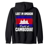 Lost In Angkor Found In Cambodia Flag Angkor Wat Travel Zip Hoodie