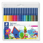 UK STAEDTLER 326 WP20 Noris Club Fibre Tip Pens Wallet Of 20 Assorted Colours U