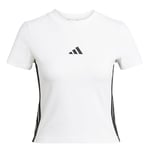 adidas Femme Essentials 3 Stripes Slim Baby T-Shirt, White/Black, XXL