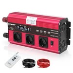 LVYUAN Convertisseur 12V 220V 2500W/5000W DC à AC convertisseur de Puissance Voiture onduleur Transformateur avec 4 Ports USB, 3 Prises EU et télécommande, Power Inverter