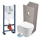 Grohe - Pack wc Bâti autoportant + wc Swiss Aqua Technologies Infinitio sans bride + Plaque + Set habillage (ProjectInfinitio-2-sabo)