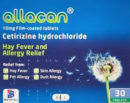 12 Months Supply Allacan Cetirizine Hayfever and Allergy Tablets 30 x 10 (30 x