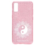 Coque Iphone XR paillettes rose yin yang mandala noir