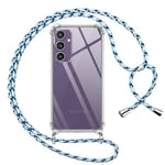 Pnakqil Coque pour Samsung Galaxy S23 FE 5G avec Cordon, Transparente Silicone Housse avec Réglable de Collier Anti-Chute Etui pour Samsung S23 FE 5G, Ètuis à Bandoulière 6.4", Bleu