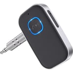 Bluetooth-mottagare för bil, brusreducerande 3,5 mm AUX Bluetooth-billaddare, handsfree-samtal, 16 timmars batteritid - Svart+Silver