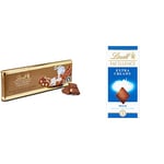 Lindt Swiss Milk Chocolate and Crunchy Hazelnut Gold Bar 300 g & Excellence Extra Creamy Milk Chocolate Bar, 100g