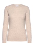 O-Neck Cable Sweater Beige Davida Cashmere