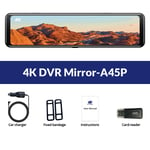 E-ACE Dash Cam 4k Pour Voiture 12 'Auto Enregistreur Vidéo Wifi Support 1080P Vue Arrière Caméra GPS Véhicule Boîte Noire Voiture Prada conseil Caméra - Type 4K DVR Mirror-A45P-64G #B