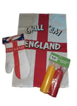 ENGLAND WORLDCUP 2024 SUPPORTERS BBQ KIT OVEN GLOVE SAUCE BOTTLES TEA TOWEL