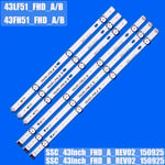 Bande de rétroéclairage LED (6) pour LG, 43LF510V, 43LF5100, 43LH520V, 43LH5100, 43LJ515V, 43LH510V, 43LH570V, 43LH511T, 43LHlaquaked _ FHD_A B ""Nipseyteko®