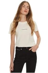 Calvin Klein Jeans MONOLOGO SLIM TEE T-shirt à manches courtes Femme, Blanc (Ivory), 6XL