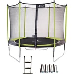 Trampoline de jardin 305 cm + filet de sécurité + échelle + kit d'ancrage jumpi Vert/Noir 300 - Kangui