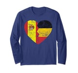 Belgian Spanish Flags Heart | Spain Belgium Roots Vintage Long Sleeve T-Shirt