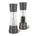 Cole & Mason Derwent Gunmetal Salt and Pepper Mills, Adjustable Grind Settings, Gourmet Precision+, Stainless Steel/Acrylic, 190 mm, Gift Set, Includes 2 x Salt and Pepper Grinders