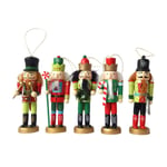 Jultomte Trä Nötknäppare Soldat Hänge 5st/Set Hantverk Ornament