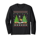 Funny Christmas Tree Lights Muscovy Duck Xmas Ugly Sweater Long Sleeve T-Shirt