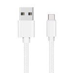 Cable USB-C pour Xiaomi Mi 10T LITE 5G / Mi 10T / Mi 10T PRO - Cable Type USB-C Nylon Tresse Argent Blanc 1 Metre [Phonillico]