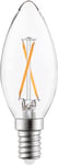 Effektiv filament LED-lampa, kron, klar, 2,2W, E14, 230V, MB