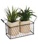 Set 2 Plantes artificielles Aloe Vera dans un panier en métal H 21 cm