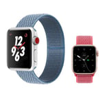 Kit 2x Bracelet Nylonsense Phonecare Pour Apple Watch Series 6 - 40mm - Bleu / Rose