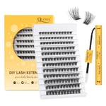 QUEWEL DIY Lash-Extensions Kit MIX10-18mm Lash-Clusters with Bond&Seal Super Hold, Cluster-Lashes and Long Lasting Suitable for Beginners to Complete Cluster Eyelash Extensions at Home(T-F04)