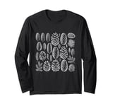 Pine Cone Vintage Botanical Illustration Nature Pine Tree Long Sleeve T-Shirt